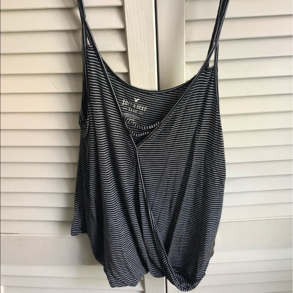 American Eagle black and white striped tank top